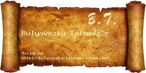 Bulyovszky Talamér névjegykártya